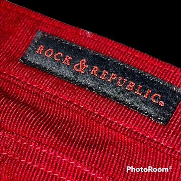 Rock & Republic Poison Apple Red Berlin Skinny Corduroy Pants Size 6 - Picture 16 of 16
